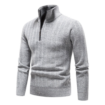 Herren Rollkragenpullover Modern Reißverschluss Pullover Schwarz