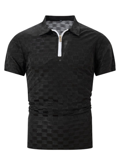 Herren Polo-Shirt Strukturiert Reißverschluss Modern