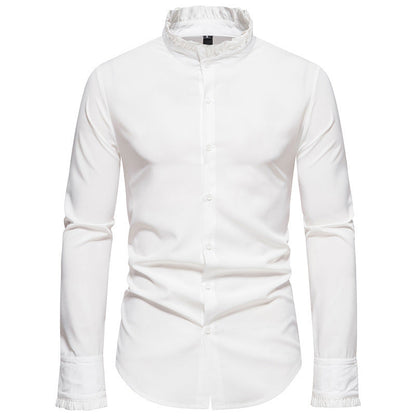 Herren Hemd Langarm Elegantes Rüschenhemd Modern