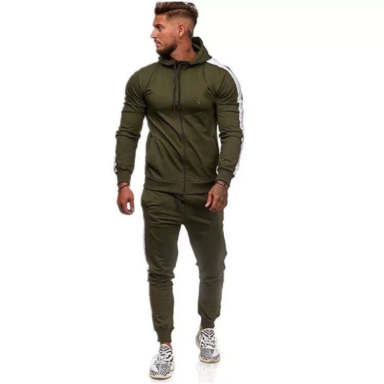 Herren Sport-Hoodie-Set mit Streifen Trendig Grau