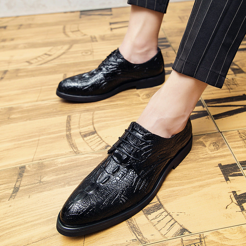 Damen Schnürschuhe Elegantes Krokodil Design Schwarz Stilvoll