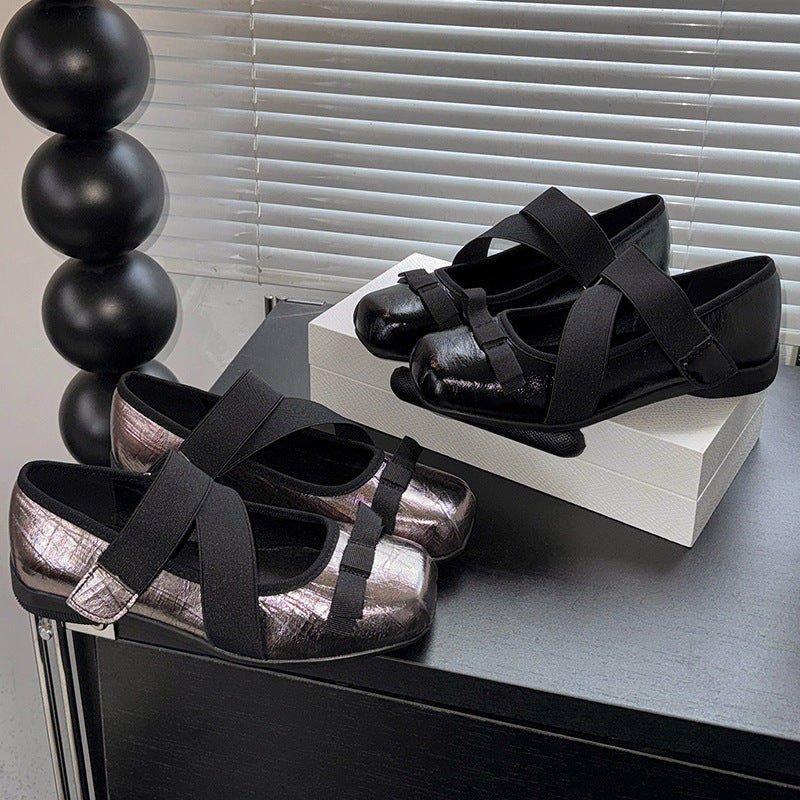 Damen Ballerinas Elastisch Schleifen Detail - BerlinGlamour