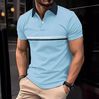 Herren Poloshirt Elegantes Design Kontrastkragen Sportlich