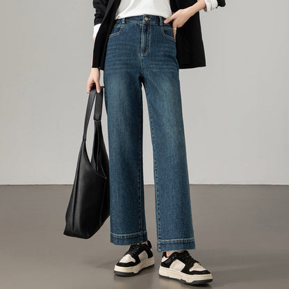 Damen Jeans Klassisch Geschnitten Weite Bein