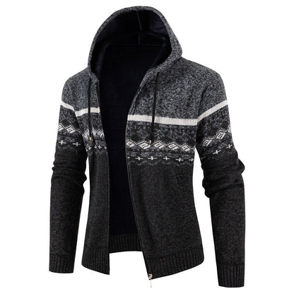 Herren Pullover Kapuze Norweger Muster Winterwarm
