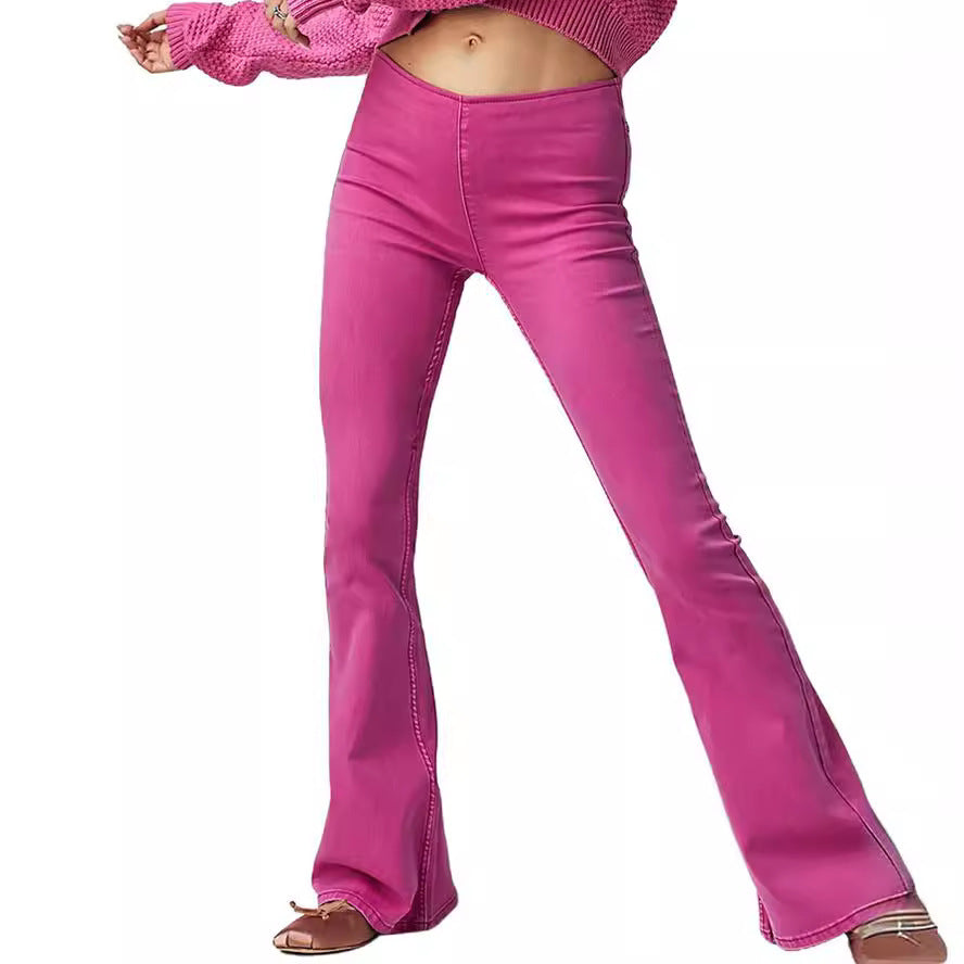 Damen Highwaist Jeans Flared Schnitt Figurbetont