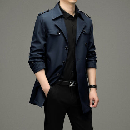 Herren Trenchcoat Elegant Modern Langschirmig - BerlinGlamour