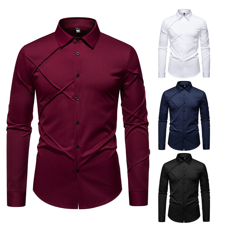 Herren Langarmhemd Asymmetrisch Modern Berlin Style - BerlinGlamour