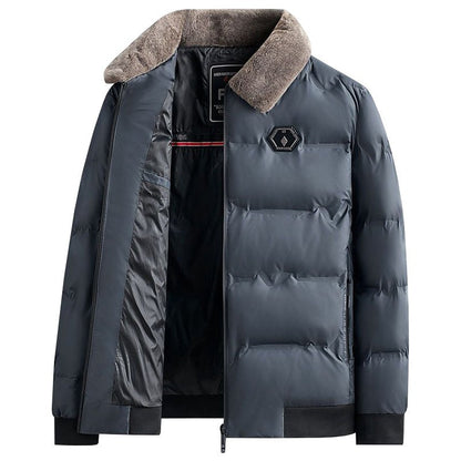 Herren Winterjacke Elegante Wattierte Daunenjacke Mit Pelz Kragen