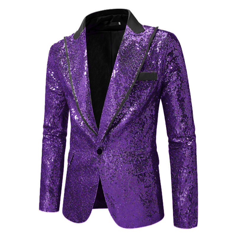 Herren Sakko Pailletten Glitzerjacke Abendgarderobe
