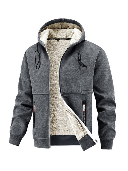 Herren Kapuzenjacke Warm Kuschelig Taschen