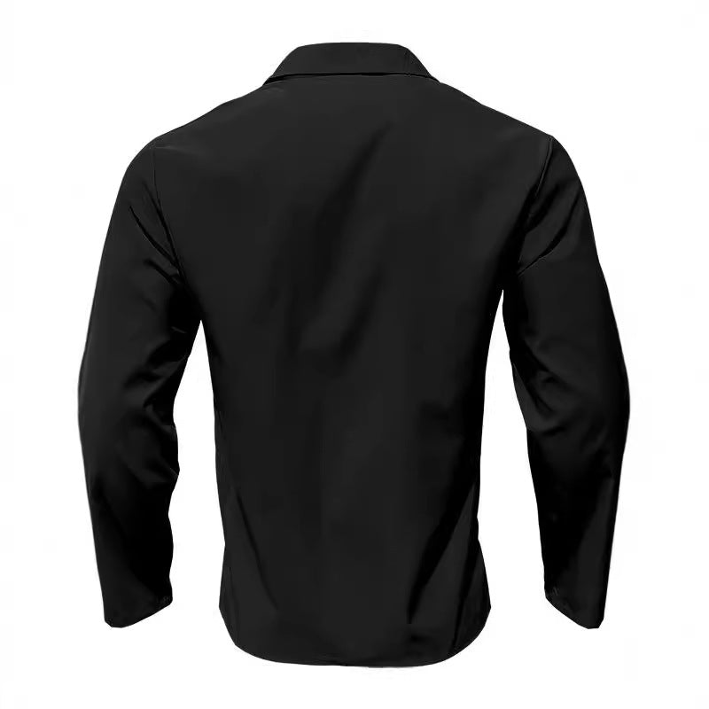 Herren Langarmbluse Elegent mit Knopfleiste Stehkragen Modern