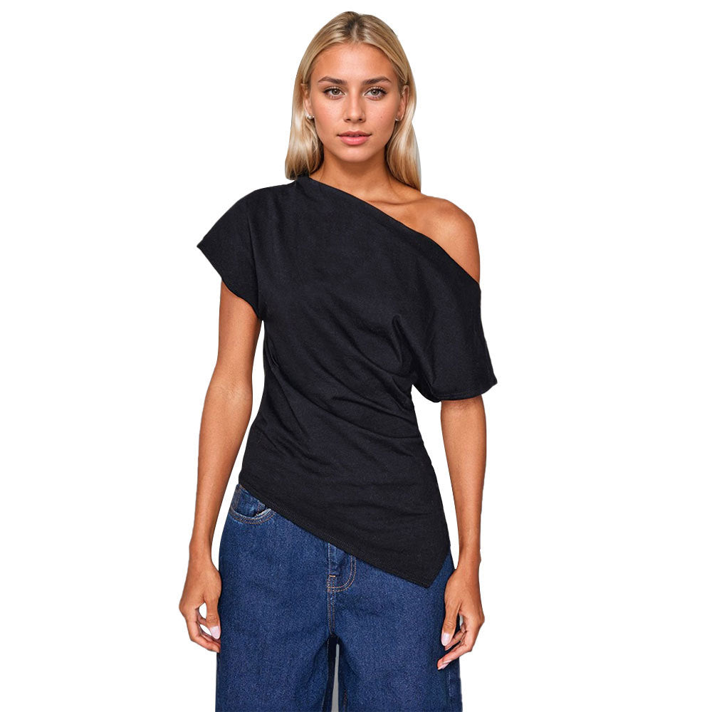Damen Oberteil Asymmetrisch Trendig Damenbluse