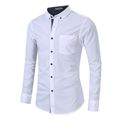 Herren Langarmhemd Modern Slim Fit Kontrast Akzent