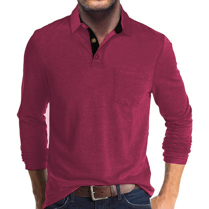Herren Polo-Shirt Stehkragen mit Brusttasche Modern Sportlich
