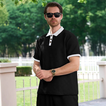 Herren Poloshirt Modern mit Kontraststreifen und Strukturoptik