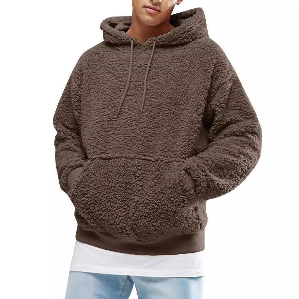 Herren Hoodie Teddyfleece Lässig mit Kängurutasche - BerlinGlamour