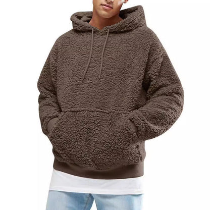 Herren Hoodie Teddyfleece Lässig mit Kängurutasche - BerlinGlamour