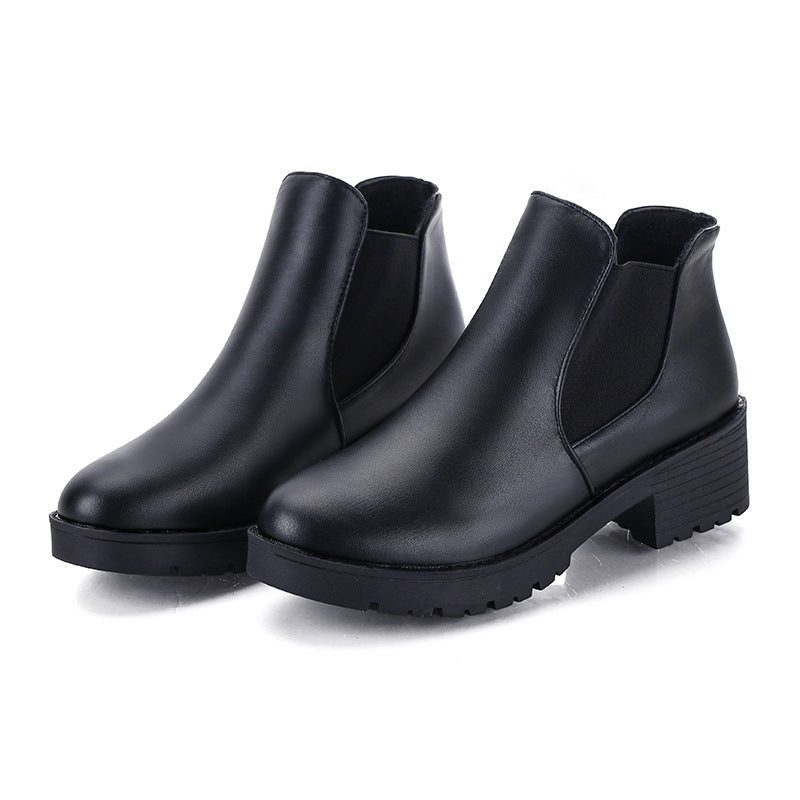 Damen Chelsea Stiefel Elastisch Komfortabel Schwarz