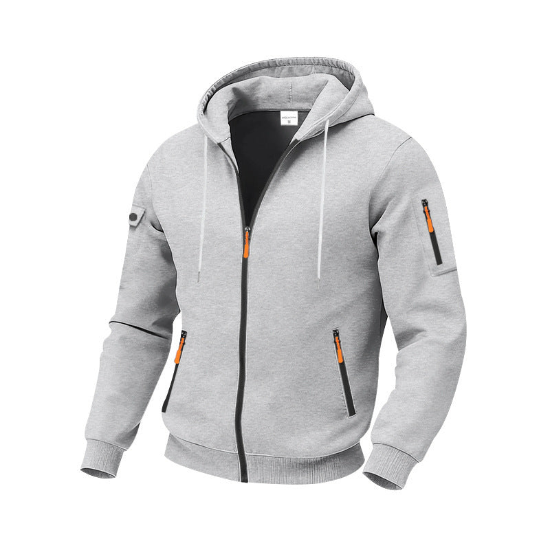 Herren Hoodie Sportlich mit Reißverschlusstaschen Funktionale Outdoorjacke