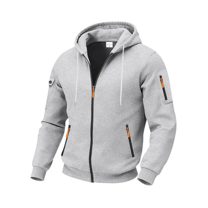 Herren Hoodie Sportlich mit Reißverschlusstaschen Funktionale Outdoorjacke