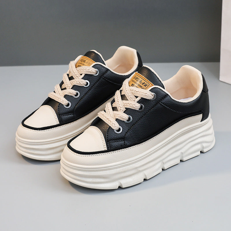 Damen Sneaker Hoch Platform Elegante Schnürung Robust