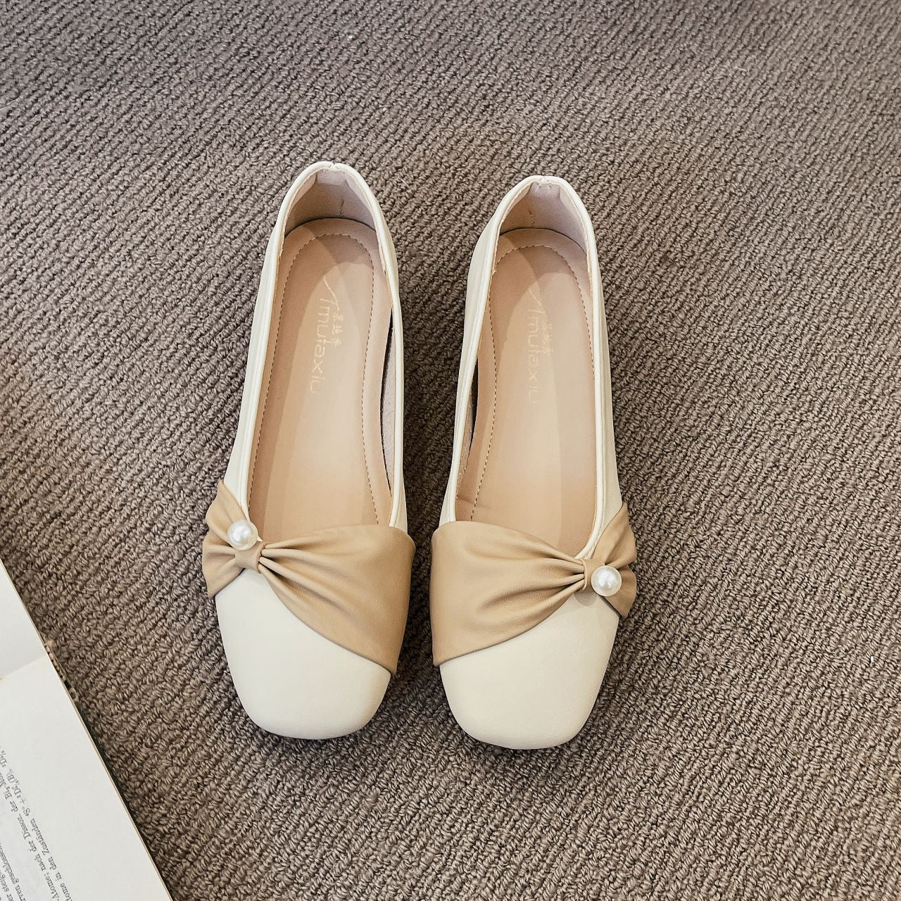 Damen Ballerinas Elegant mit Rüschendetail und Perlen