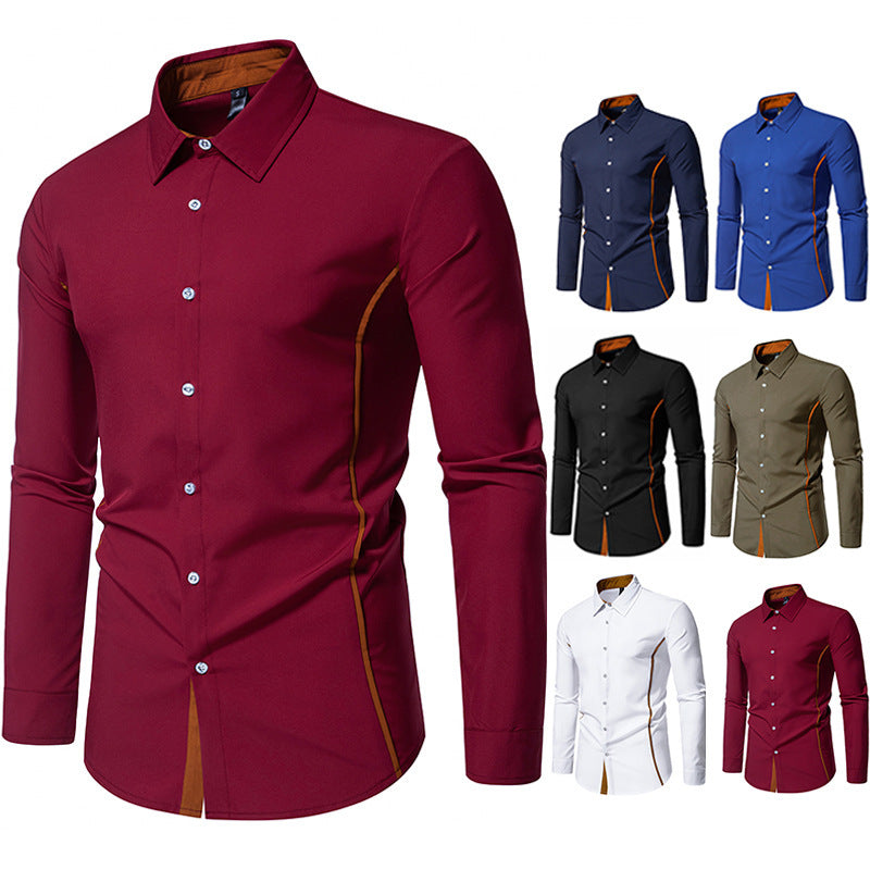 Herren Langarmhemd Elegantes Business Hemd Mit Kontrast
