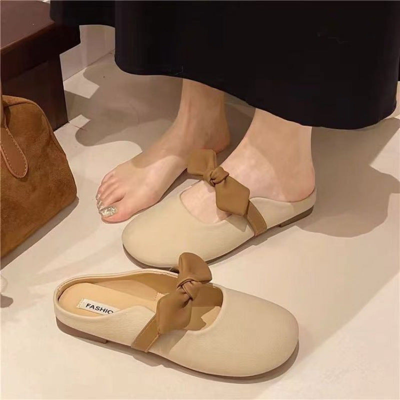 Damen Ballerinas Weiches Leder Schleifen Detail