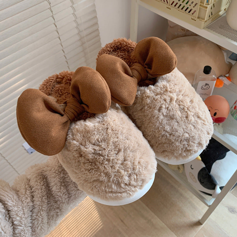 Damen Hausschuhe Flauschig Weich mit Schleife Warm - BerlinGlamour