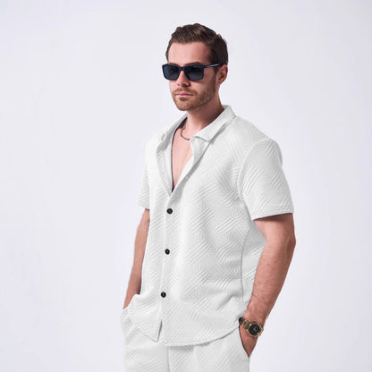 Herren Hemd Kurzarm Geometrisches Muster Modern