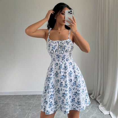Sommerkleid Damen Leicht Verstellbare Träger Floral Modern