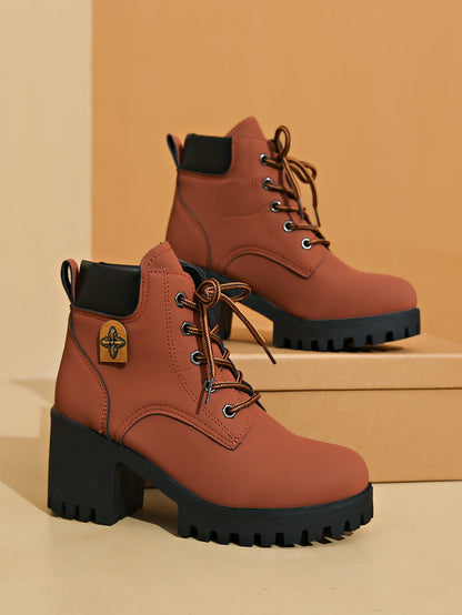 Damen Stiefel High Top Chunky Modisch Elegant
