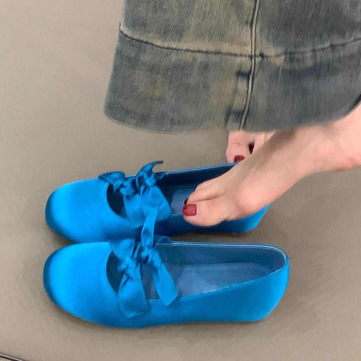 Damen Ballerinas Schleife Elegant Bequem - BerlinGlamour