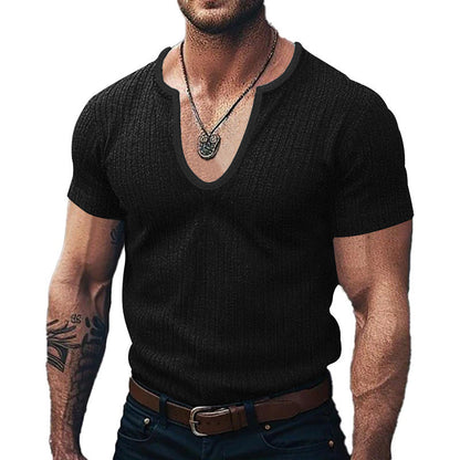 Herren Pulli Kurzarm V-Ausschnitt Modern Casual