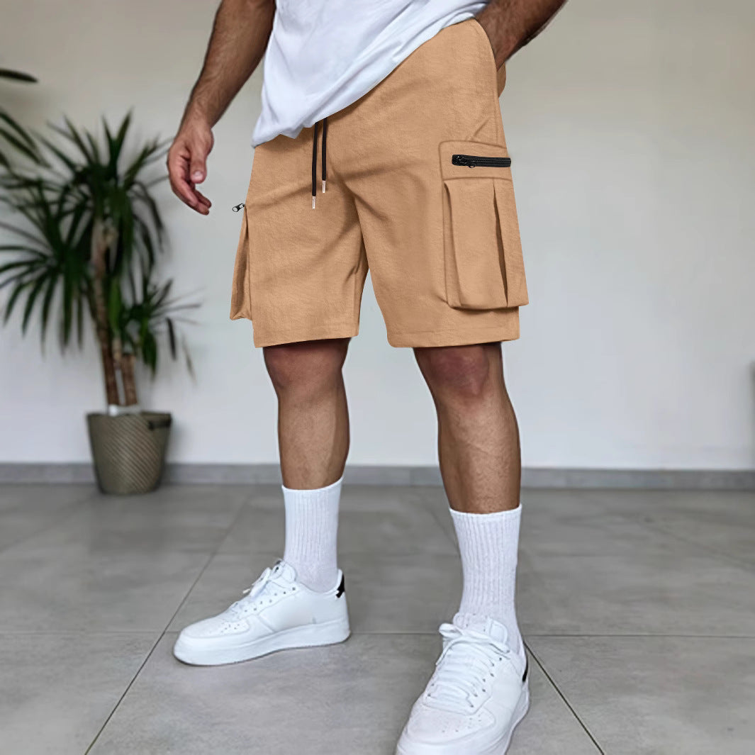 Herren Cargo Shorts Reißverschluss Taschen Funktionale Sommerhose
