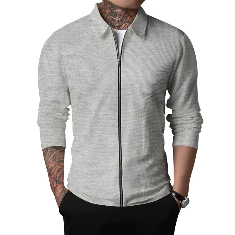 Herren Strickjacke Modern mit Reißverschluss Stehkragen