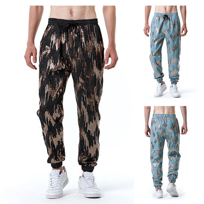 Herren Freizeithose Elastisch Glitzer Effekt Stretch - BerlinGlamour