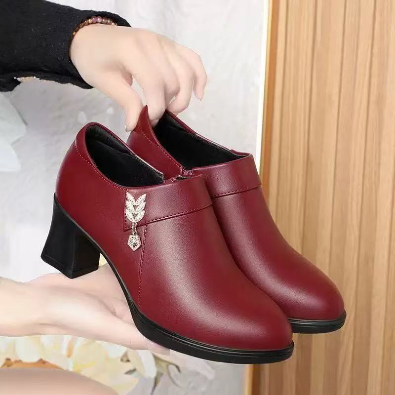 Damen Stiefeletten Elegante Schuhe Braun Lederschaft