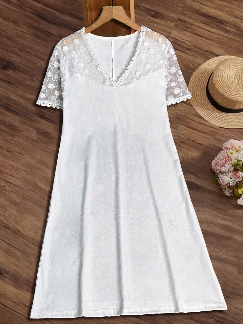 Sommerkleid Damen Leicht Spitzen Detail Modern