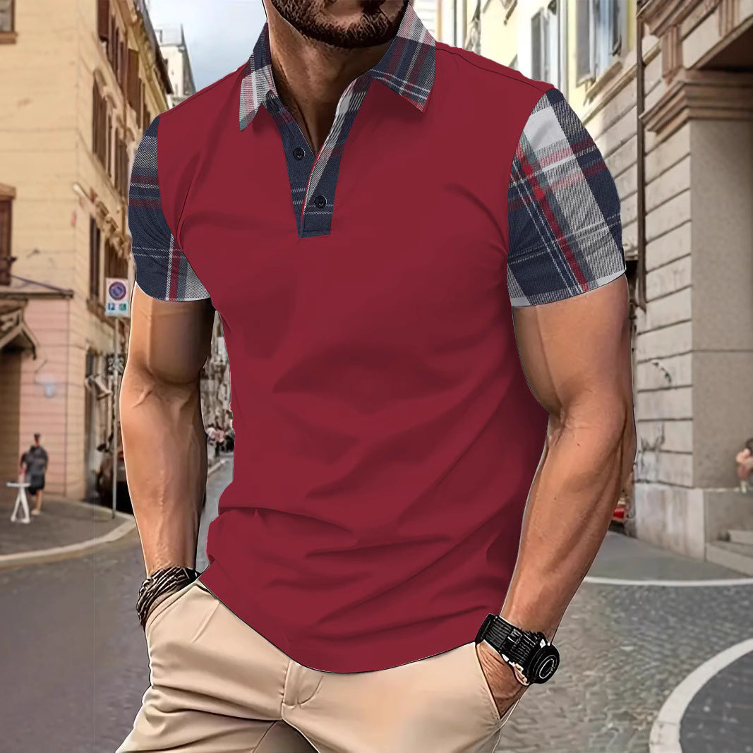 Herren Polo-Shirt Karierter Kragen Modern Slimfit
