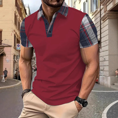 Herren Polo-Shirt Karierter Kragen Modern Slimfit