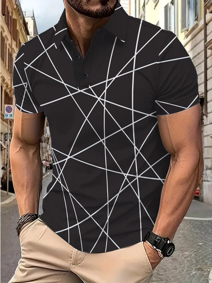 Herren Poloshirt Modern Geometrisches Design Slimfit