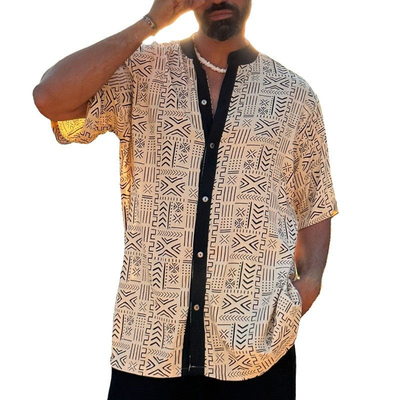 Herren Kurzarm-Hemd Grafik-Print Modern Berlin-Style