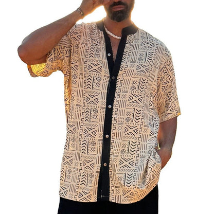 Herren Kurzarm-Hemd Grafik-Print Modern Berlin-Style
