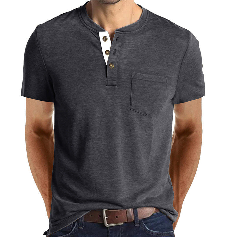 Herren T-Shirt mit Brusttasche Modern Strukturiert