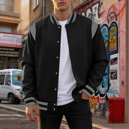 Herren Baseballjacke Sportlich Trendig Schwarz