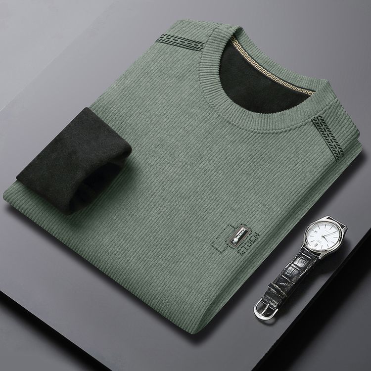 Herren Pullover Modern Rundhals mit Kontrastkragen
