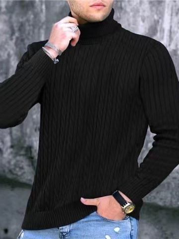 Herren Rollkragenpullover Strickmuster Grobstrick Modern