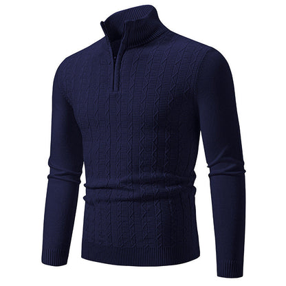 Herren Pullover Modern Stehkragen Reißverschluss Strick